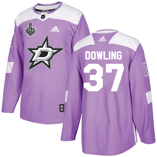 Adidas Men Dallas Stars #37 Justin Dowling Purple Authentic Fights Cancer 2020 Stanley Cup Final Stitched NHL Jersey->dallas stars->NHL Jersey